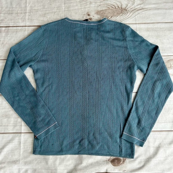 Oobe Henley fitted wool blend lightweight knit eyelets prep base layer Large‌‌‌ - Picture 5 of 10